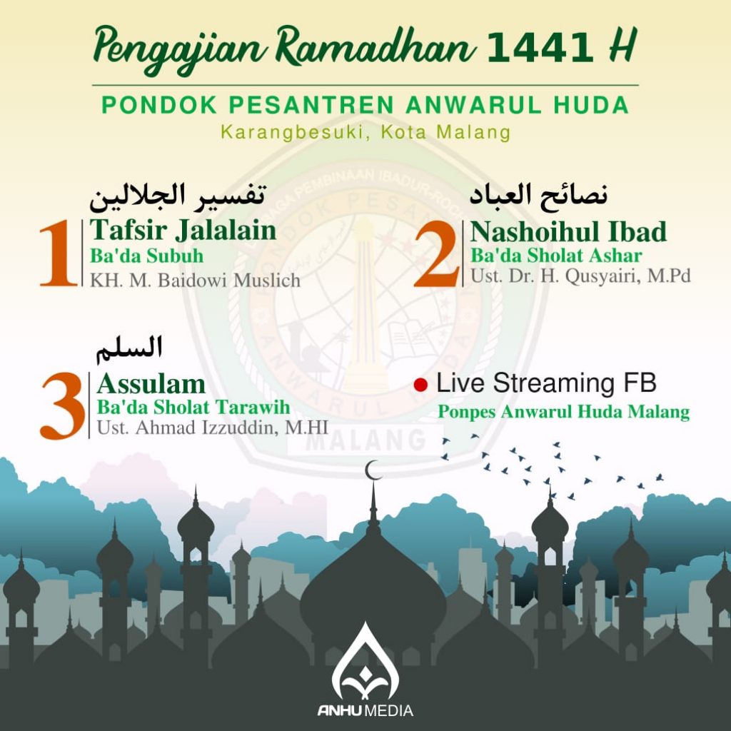 Jadwal Pengajian Ramadhan 1441H / 2020M PP. Anwarul Huda Malang